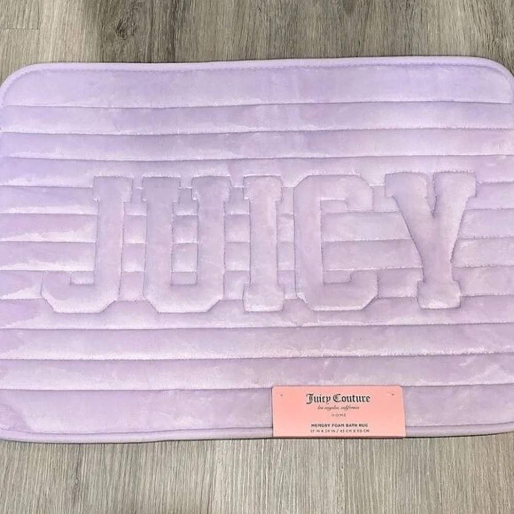 Juicy Couture NWT Purple memory foam rug with quilted Juicy Logo